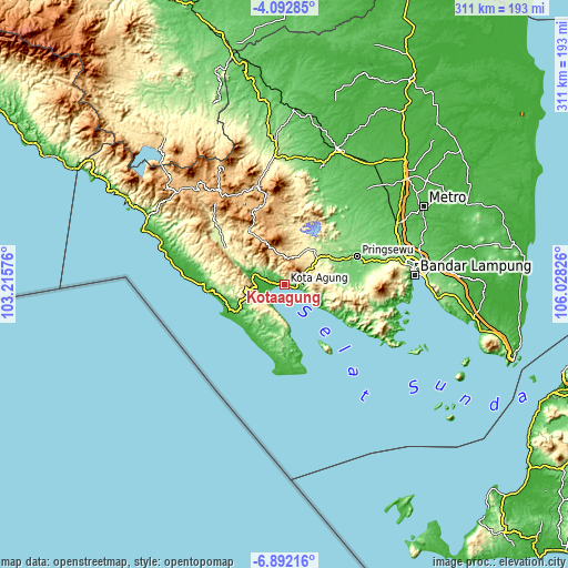 Topographic map of Kotaagung
