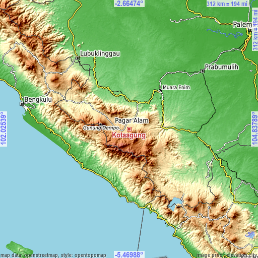 Topographic map of Kotaagung