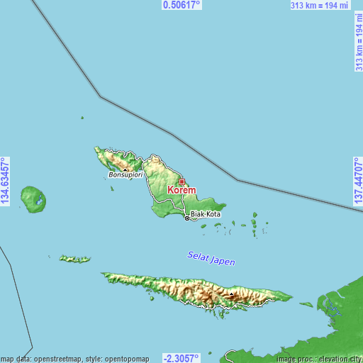 Topographic map of Korem