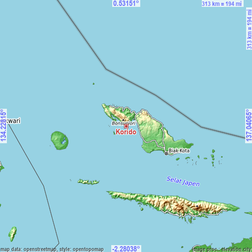 Topographic map of Korido