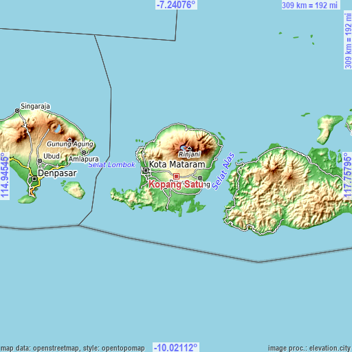 Topographic map of Kopang Satu