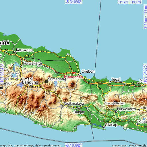Topographic map of Klangenan