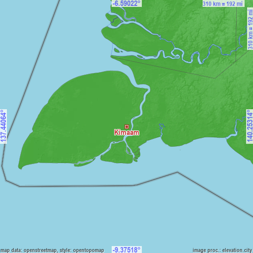 Topographic map of Kimaam