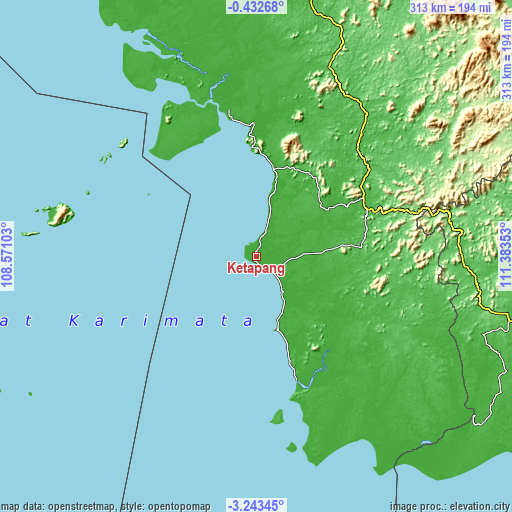 Topographic map of Ketapang