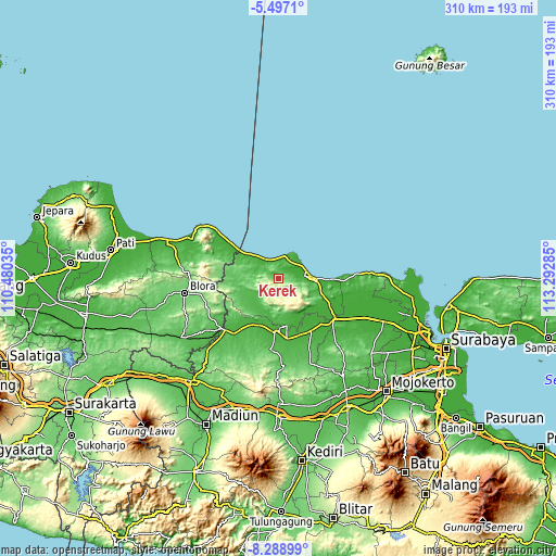 Topographic map of Kerek