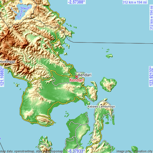 Topographic map of Kendari