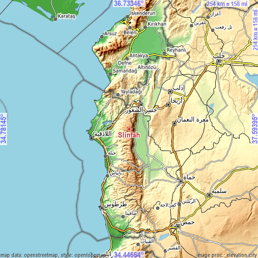 Topographic map of Şlinfah