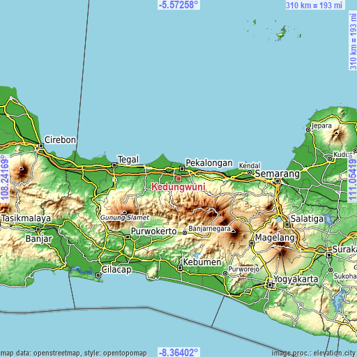 Topographic map of Kedungwuni
