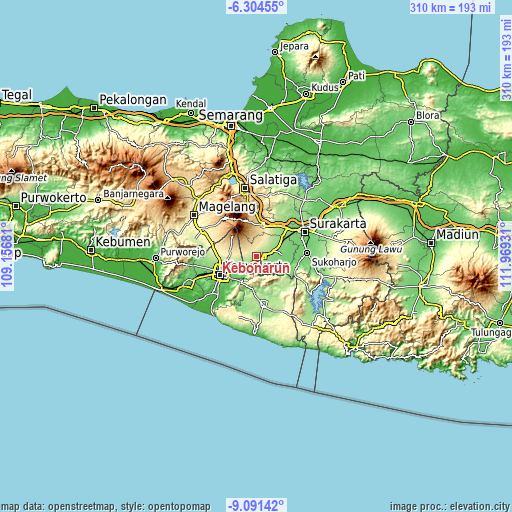 Topographic map of Kebonarun