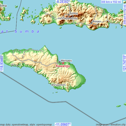 Topographic map of Kawangu