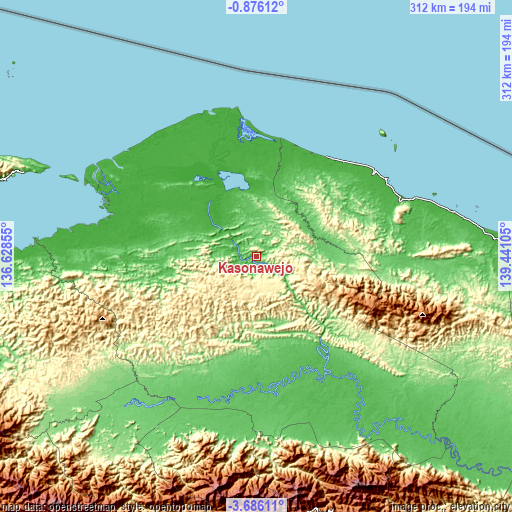 Topographic map of Kasonawejo