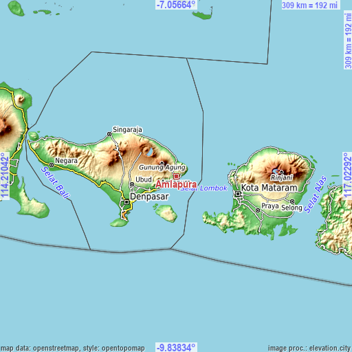 Topographic map of Amlapura