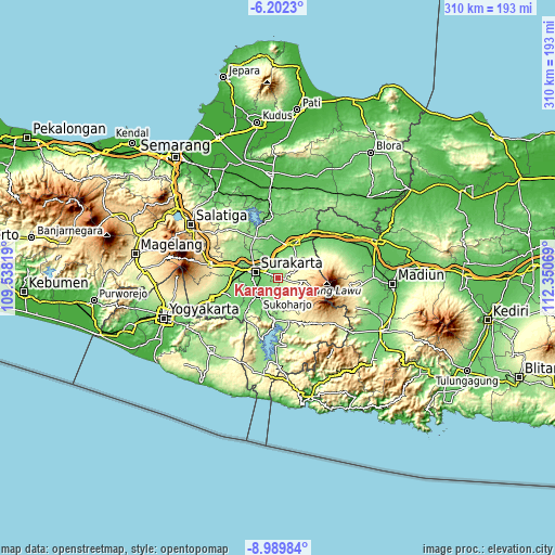 Topographic map of Karanganyar