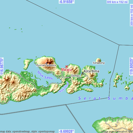 Topographic map of Malaju