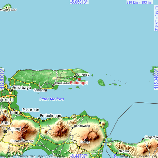 Topographic map of Kalianget