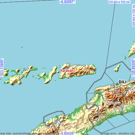 Topographic map of Kalabahi