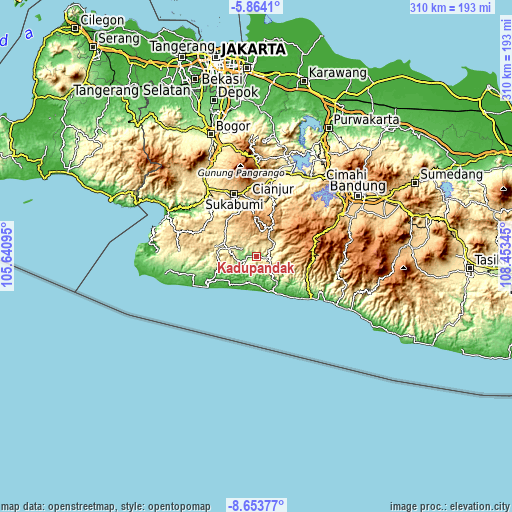 Topographic map of Kadupandak