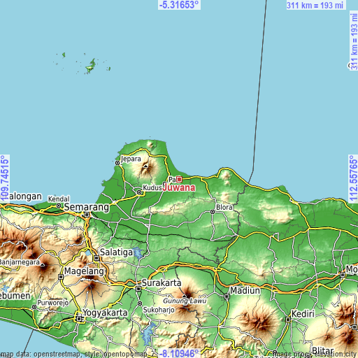Topographic map of Juwana