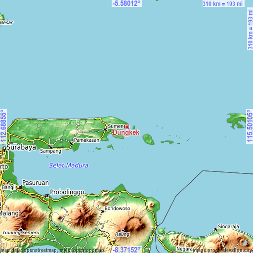 Topographic map of Dungkek