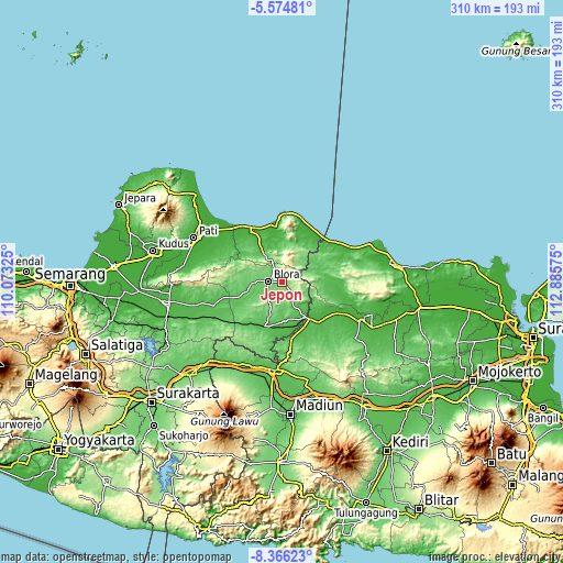 Topographic map of Jepon