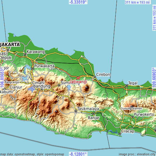 Topographic map of Jatiwangi