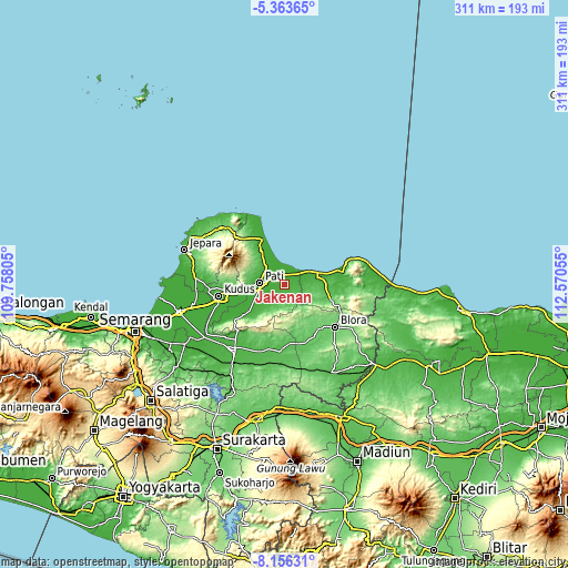 Topographic map of Jakenan
