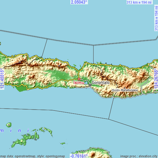 Topographic map of Isimu