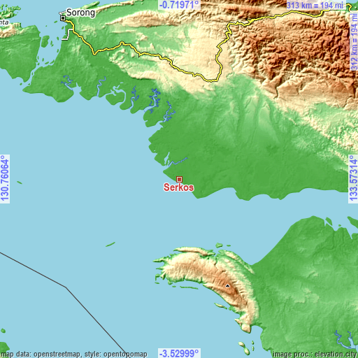 Topographic map of Serkos