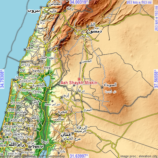 Topographic map of Ash Shaykh Miskīn