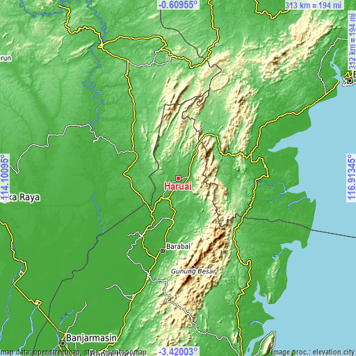 Topographic map of Haruai