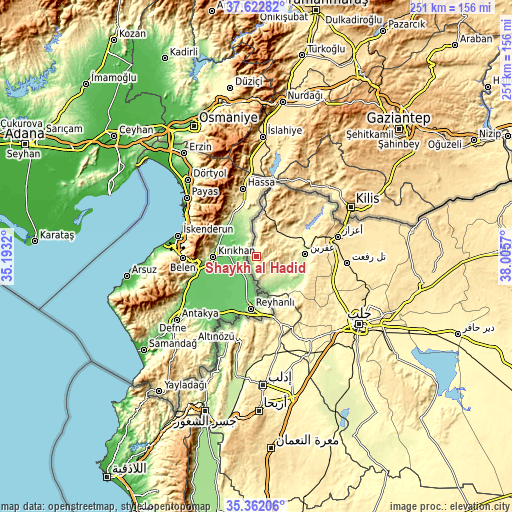 Topographic map of Shaykh al Ḩadīd