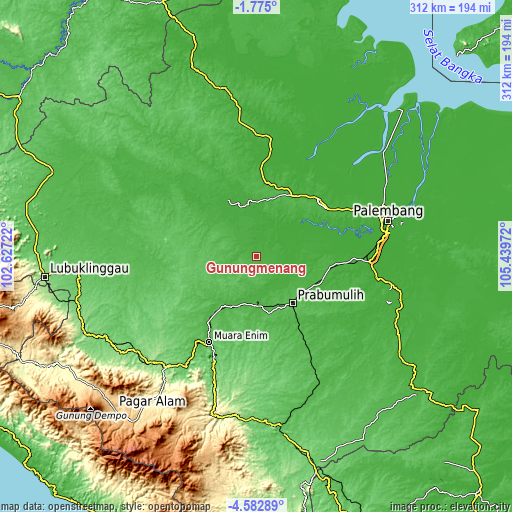 Topographic map of Gunungmenang