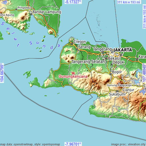 Topographic map of Gunungkencana