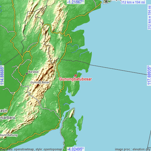 Topographic map of Gunungbatubesar