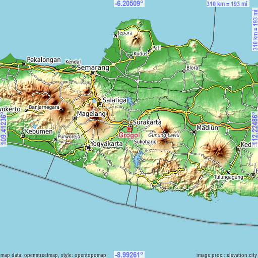 Topographic map of Grogol