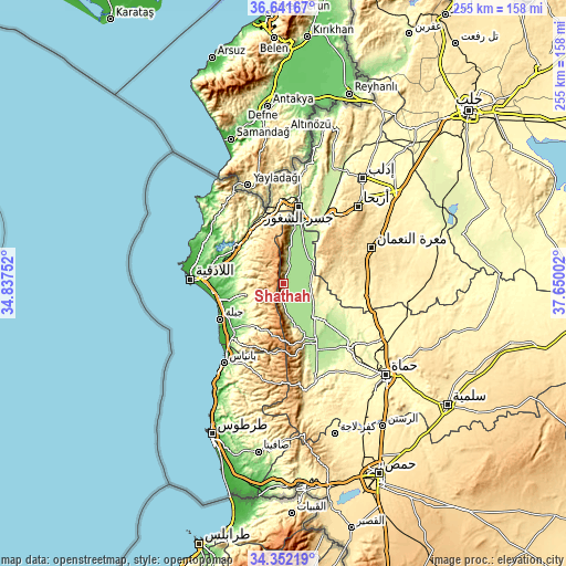 Topographic map of Shaţḩah