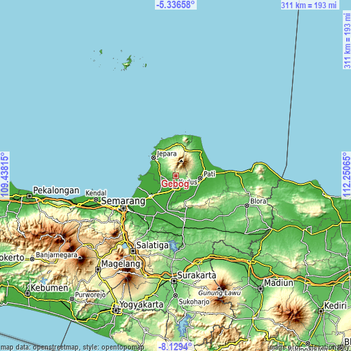 Topographic map of Gebog