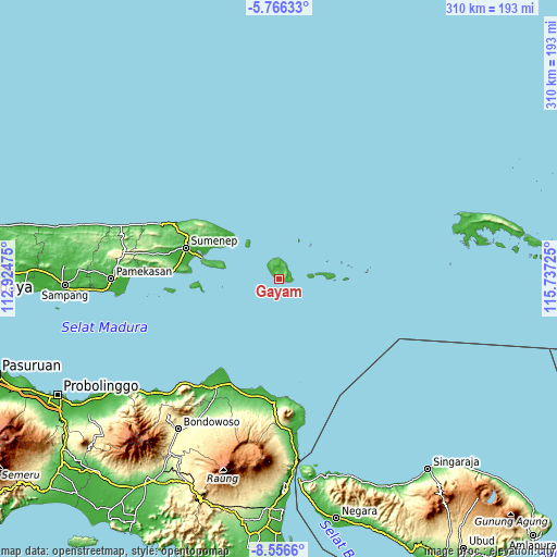Topographic map of Gayam