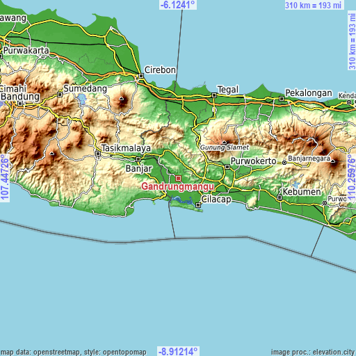 Topographic map of Gandrungmangu