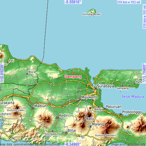 Topographic map of Gampang