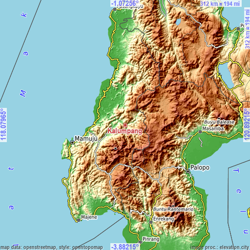 Topographic map of Kalumpang