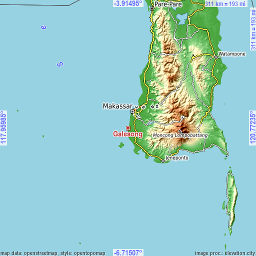 Topographic map of Galesong