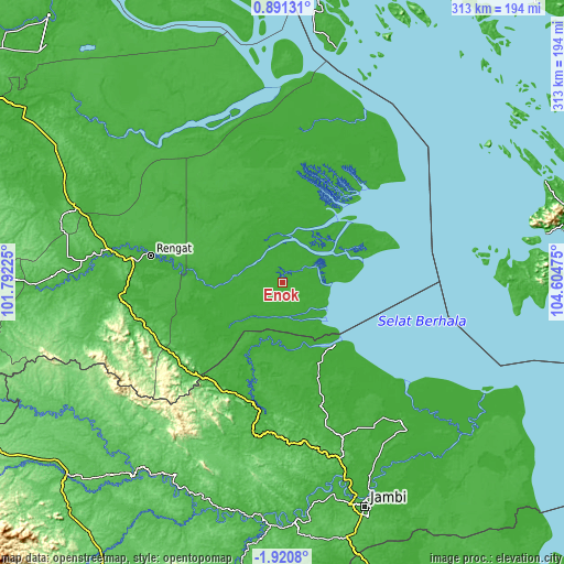 Topographic map of Enok