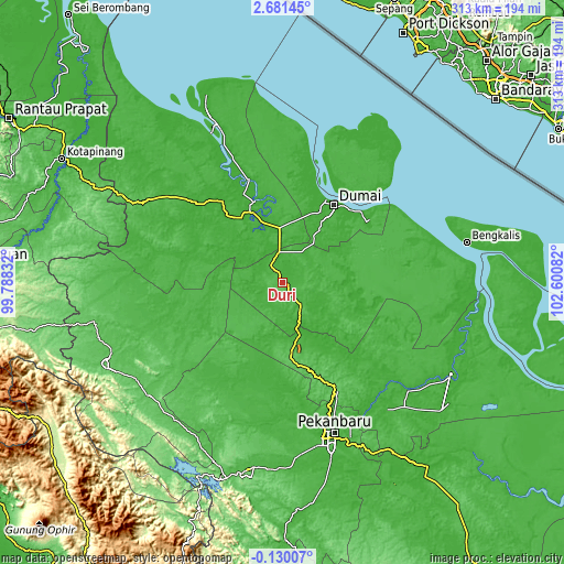 Topographic map of Duri