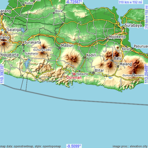 Topographic map of Durenan