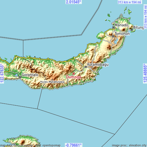 Topographic map of Dumoga