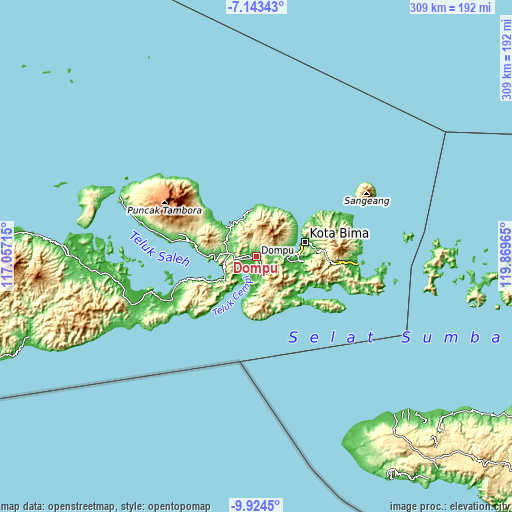 Topographic map of Dompu