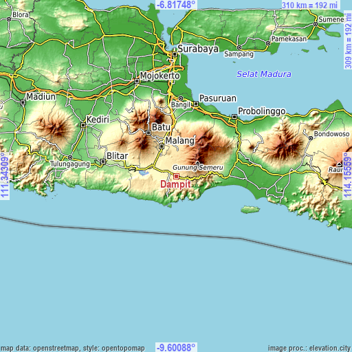 Topographic map of Dampit