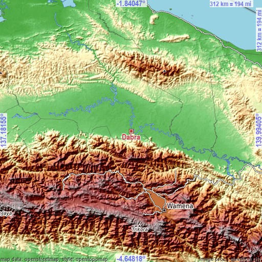 Topographic map of Dabra