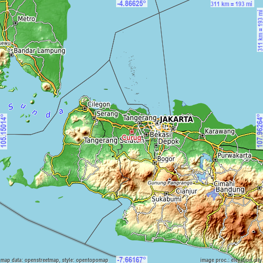 Topographic map of Curug